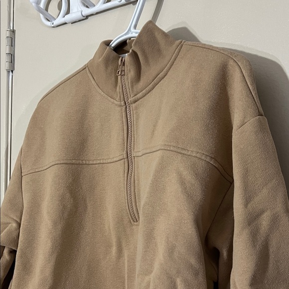 OAK + FORT Tan Quarter-Zip Pullover - Picture 2 of 5